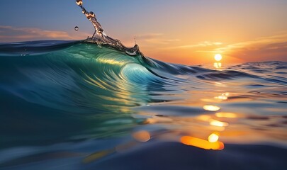 Sticker - Water wave beach with sun light 