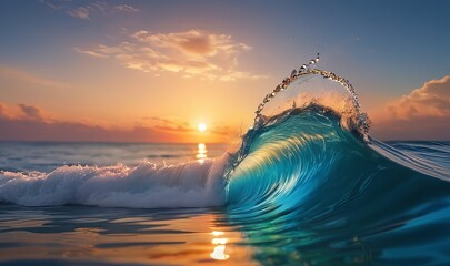 Wall Mural - Water wave beach with sun light 