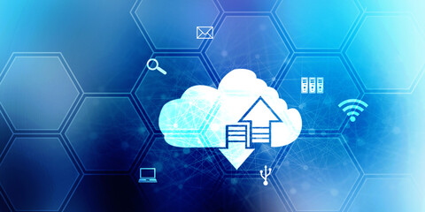 Wall Mural - 2d rendering technology Cloud computing 