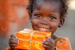 very happy african girl smiling at camera