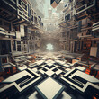 Abstract geometric patterns in a virtual reality stage