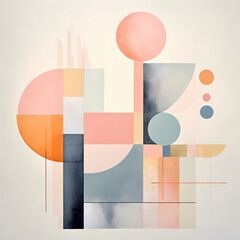 Poster - Abstract geometric patterns in soothing pastel tone