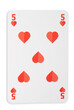 carte à jouer cinq de coeur sur fond transparent