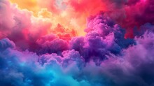 Abstract Purple And Red Colorful Smoke Cloud Design Element On Dark Background