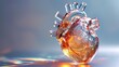 Light 3d futuristic glass model of human heart, nephrology healthcare concept