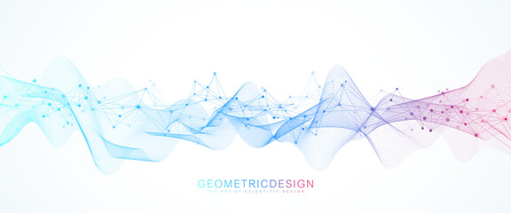 Wall Mural - Abstract tech network connection dots. Digital technology and big data analysis background. White background with plexus lines. Geometric background with abstract mesh