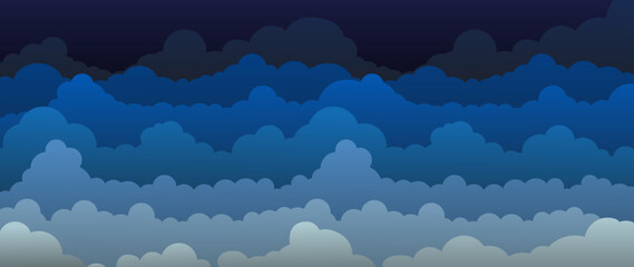 Wall Mural - The clouds in the sky are drawn with a gradient. Abstract clouds in blue colors. Vector illustration.