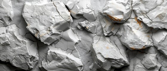 Wall Mural - Decorative white rock texture. Gray stone background with space for design. Rough cracked rocky surface.