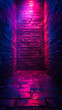 Urban Brick Wall Texture in  Vintage Neon Lights