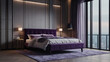 Elegant High-Rise Corner Bedroom in Luxurious Purple Hues