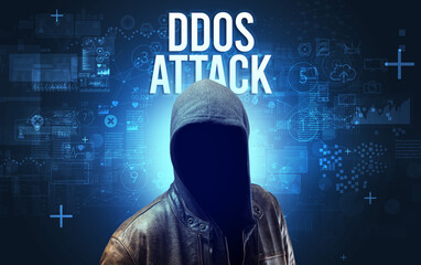 Fototapete - Faceless man with online security concept