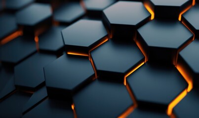Wall Mural - abstract cube hexagon shape pattern technology concept background. generative ai.