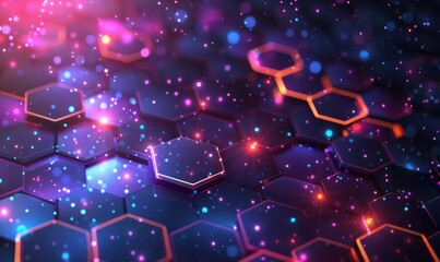 Wall Mural - abstract cube hexagon shape pattern technology concept background. generative ai.