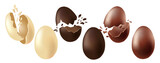 Fototapeta Panele - White Dark And Milk Chocolate Egg Decorations Vector