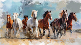 Fototapeta Most - Horse oil painting present strength and progress