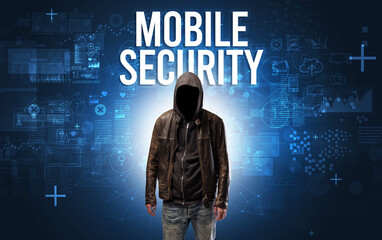 Poster - Faceless man with online security concept