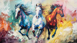 Fototapeta Most - Horse oil painting present strength and progress