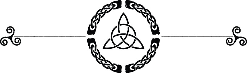 Grunge Celtic Header with Knot Circle, Triquetra, Triskele