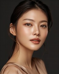 Poster - Photo of an Asian female model on dark background