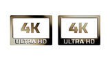 Fototapeta Przestrzenne - 3d render Gold 4k ultra hd logo with shiny reflection with alpha channel