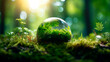 Forest Globe - Environmental Concept with Moss and Earth Globe. AI generated