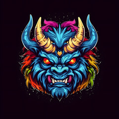 Wall Mural - Orc Warlord Mascot. Monster Warrior Chieftain Emblem. Scary Monster Illustration for T-shirt Design