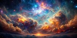 Fototapeta Fototapety kosmos - Colorful Space Galaxy Cloud Nebula: Starry Night Cosmos, Universe Science Astronomy - Supernova Background Wallpaper