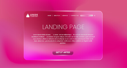 Wall Mural - Realistic glass effect background website and landing page template design