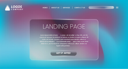 Wall Mural - Realistic glass effect background website and landing page template design