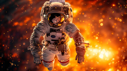 Wall Mural - Expedition into deep space in order to search for new planets adapted for human life. Flight to new galaxy and stars.