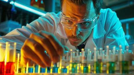 Wall Mural - scientist conducting an experiment in a laboratory the thrill of discovery in every test tube