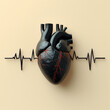 Black anatomically heart with pulse