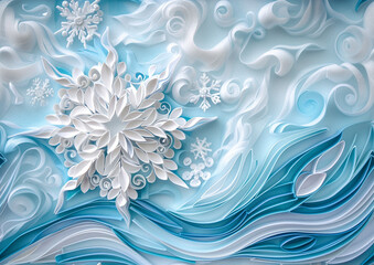 Wall Mural - abstract blue background with snowflakes
