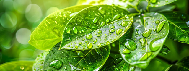 Sticker - A leaf with water droplets on it