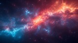 Fototapeta  - Cosmic background with a vibrant and colorful nebula, an interstellar cloud of dust, hydrogen, helium, and other ionized gases. Concept: astronomy, space exploration, or astrophysics