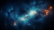Stunning view of colorful galaxy with nebulous clouds and star clusters in the deep space