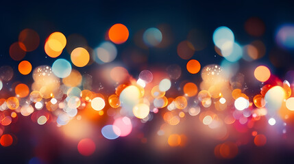 Abstract round colorful bokeh from party lights, Christmas background