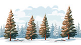 Fototapeta Las - Illustration of pine trees in wintertime flat vector