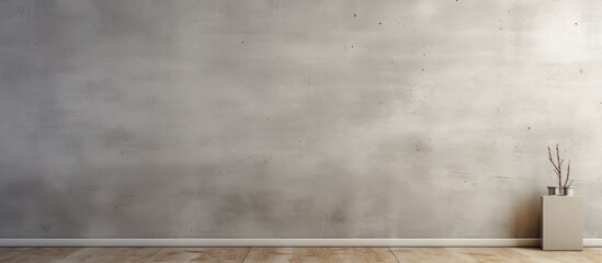 Wall Mural - An empty room with a brown hardwood floor and concrete walls. The flooring is made of composite materials, creating a sleek and modern look