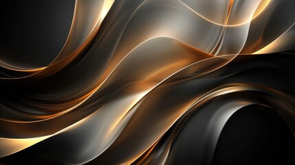 Wall Mural - Bold Curvatures and Sleek Lines: Gold on Black with Rim Light Effect - Sophisticated Desktop Background