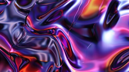 Poster - Metallic Fluid Elegance: Abstract Colorful Liquid Flow - Artistic Desktop Background