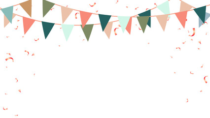 Wall Mural - Frame colorful retro bunting garland flag and confetti birthday decoration elements