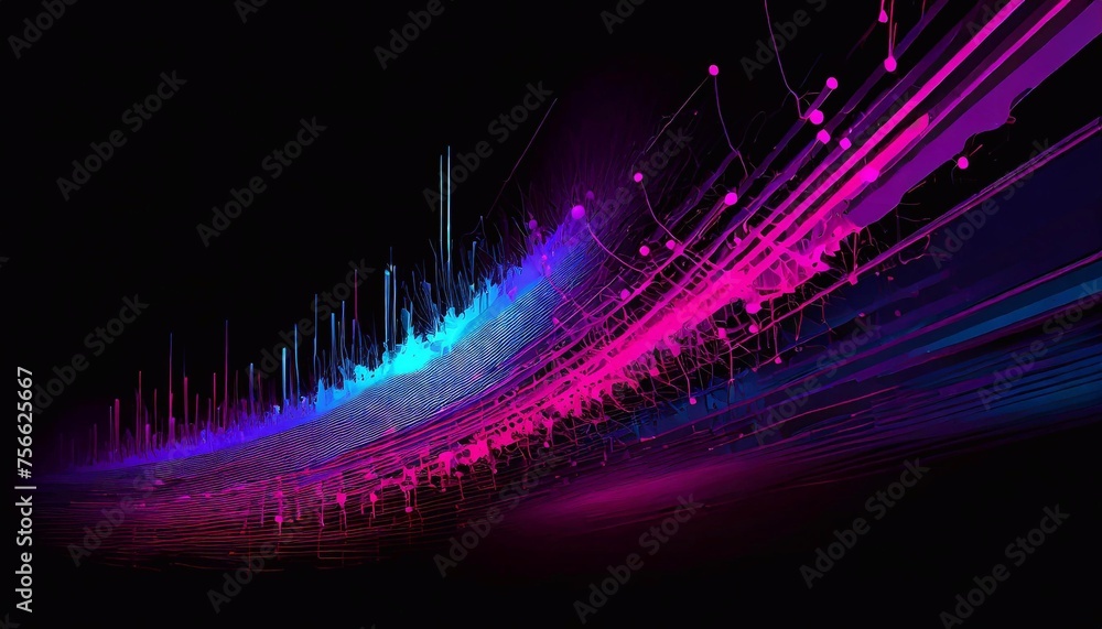 abstract background with glowing lines and curves in purple and blue ...