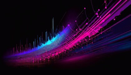 abstract background with glowing lines and curves in purple and blue colors