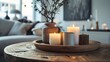 © BrandwayArt - Wooden Table With Candles Near Couch