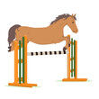 vector illustration of a horse in a high jump. The theme of equestrian sports, training and animal husbandry. Isolated on a white background
