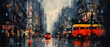 Abstract city street view  grungy painting ..