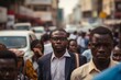 Crowd of people walking on a city street in Africa
