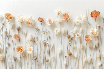 dried flowers on white background