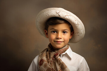 Portrait of a young asian boy wearing traditional clothes